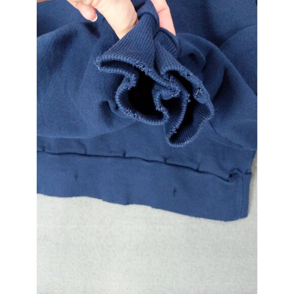 SOULCYCLE Womens Grinding Cropped Hoodie XS Distressed Navy Cotton Long Sleeve - Picture 9 of 11